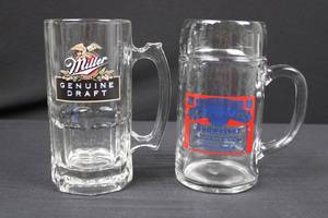 lot 33 image: Miller Genuine Draft & Budweiser Beer Steins - Pair