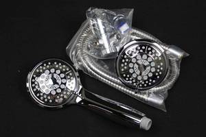 lot 99 image: Chrome Handheld Shower Head Set - 2-Pack with Flexible Hoses