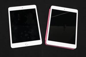 lot 107 image: Apple iPad - 2-Pack White Front, Silver Back with Pink Case BRICKED, FOR PARTS