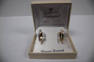 Diamond Fascination 10K Gold Genuine Diamonds Hoop Earrings