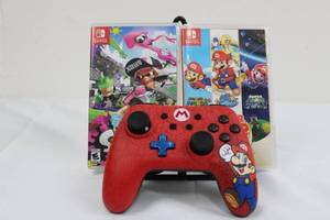 lot 135 image: Nintendo Switch Controller - Red with Splatoon 2 & Super Mario 3D All-Stars Bundle