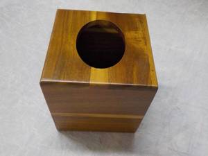 lot 216 image: Square Wood Tissue Box...