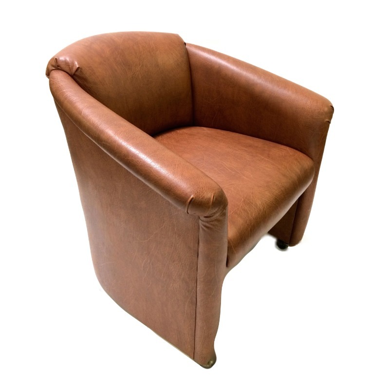 4 Vintage Vinyl Large Barrel Chairs