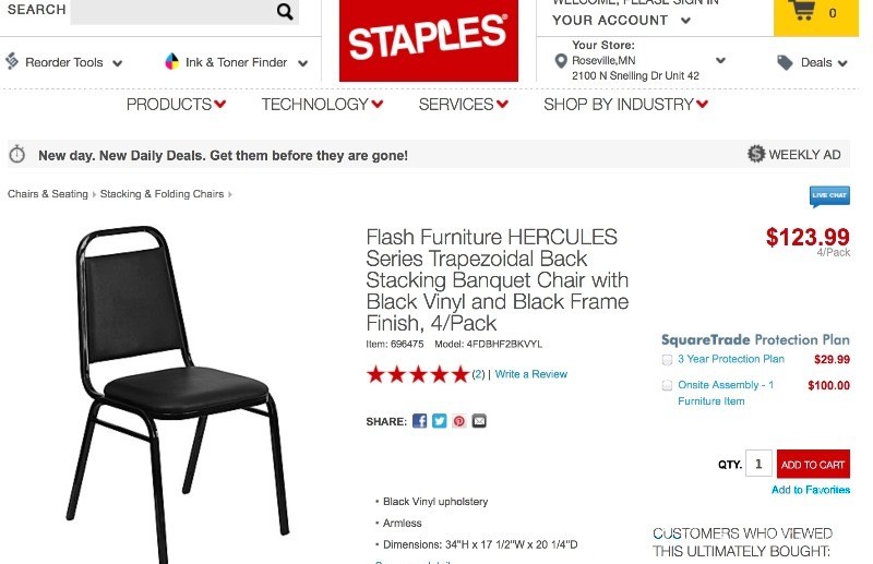 Lot of 4 officeBanquet Chairs