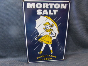 Vintage Porcelain Morton Salt Sign
