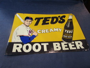 lot 56 image: Enamel Sign Teds Creamy Root Beer