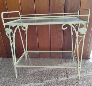 lot 24 image: Wrought Iron & Glass Plant Stand