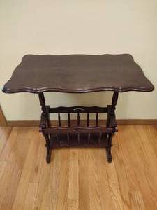 lot 46 image: Vintage Wood Magazine RackSide Table