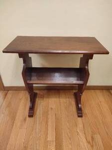 lot 45 image: Antique Solid Wood Magazine RackSide Table