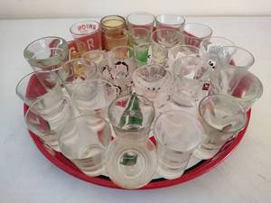 lot 74 image: Lot of Shot Glasses & Rock Springs Water Tray