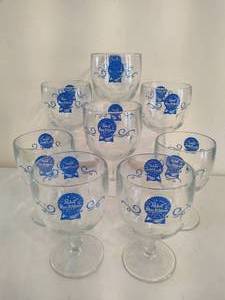 lot 66 image: Eight Pabst Blue Ribbon Thumbprint Goblets