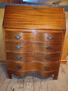 lot 152 image: Solid Wood Drop Front Secretary Desk