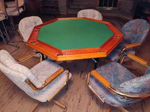 Octagonal PokerGame Table  Five Chairs