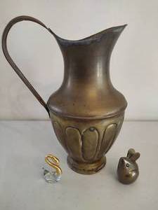 lot 177 image: Brass Pitcher, Mouse & Decorative Swan