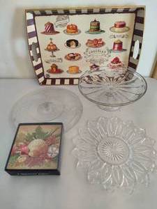 lot 200 image: Dessert Tray, Cake Plate & Cookie & Appetizer Plates