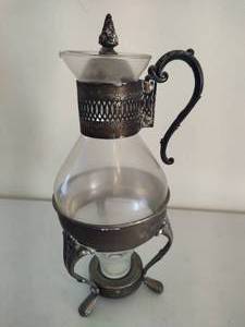 lot 214 image: Vintage Silver Plated Glass Coffee Carafe