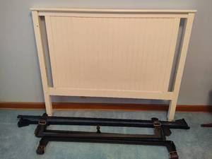lot 228 image: White Full Sized Headboard & Rails