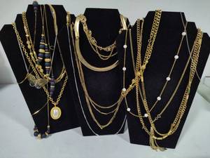 lot 204 image: Lot of Assorted Gold & Silver Tone Costume Necklaces