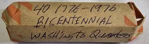 lot 13 image: Roll of 40 - 1776-1976  Bi-Centennial Washington Quarters