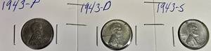 lot 32 image: Set of 1943 P, D, and S Steel War Pennies in Better Grades.