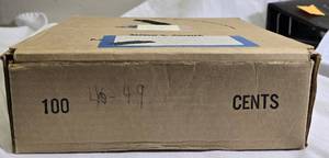 lot 48 image: Box of 100 Penny Plastic Containers each holds 50 Pennies