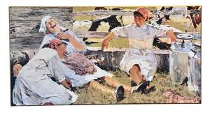 LR - Nikolay Baskakov Milkmaids, Novella (1962) Russian Realism Wall Art