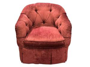 LR - Vintage Red Upholstered Swivel Club Chair