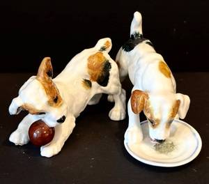 C7 - Pair of Royal Doulton Jack Russell Porcelain Figurines - Character Dog Series, Hand Painted