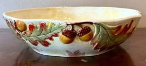 LR - Gibson Elite Hand-Painted Fall Leaves Ceramic Serving Bowl - Large