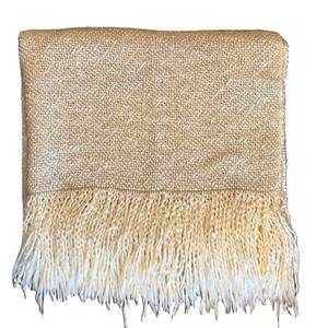 LR - Kennebunk Weavers Woven Blanket 58 x 38 Cream Throw Made in USA