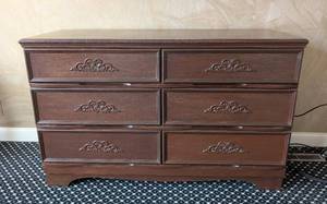 MB - Vintage Carved Wood Dresser - 6-Drawer