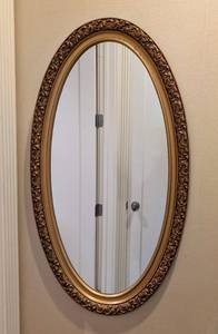 MB - Vintage Gilt Wood Wall Mirror - Oval