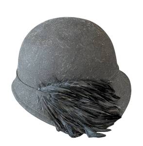MB - Betmar Black Felt Hat with Feather - Cloche Style
