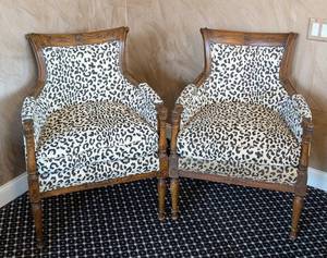 MB - Pair of Vintage Leopard Print Armchairs