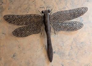 MB - Large Metal Dragonfly Wall Sculpture - 39 in tall x 26 in wide