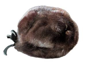 MB - Vintage Womens Brown Fur Hat - Velvet Bow (Bow Loose)