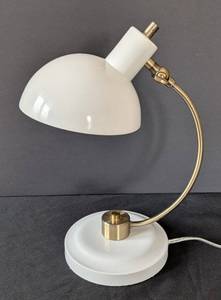 MB - White Arc Table Lamp with Brass Arm