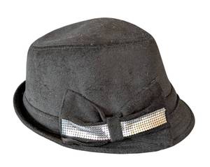 MB - Scala Pronto Vintage Black Felt Hat with Silver Sequin Bow - One Size