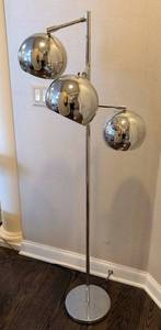 LR - Koch & Lowy Vintage Chrome Floor Lamp with 3 Globes - 58 in Tall