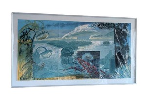 MB - Michael Mazur Triptych Lithograph - Framed