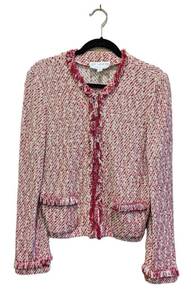 MB - St. John Collection by Marie Gray Boucle Knit Jacket - RedWhite, Size 8