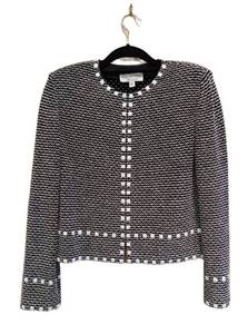 MB - St. John Collection by Marie Gray Jacket - BlackWhite Knit, Size 10