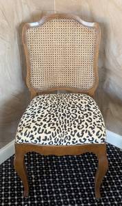 MB - Leopard Print Upholstered Side Chair with Cane Back