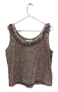 MB - St John Tank Top - Size M - Boucle Knit with Fringe Trim