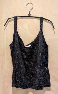 MB - St. John Tank Top - M Black Sequined Knit Sleeveless