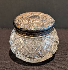 MB - Antique A&L Sterling Silver-Top Vanity Jar - Cut Glass Body,