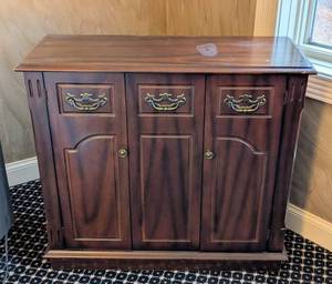 MB - Vintage Dark Wood Cabinet with 3 Doors & 3 Drawers