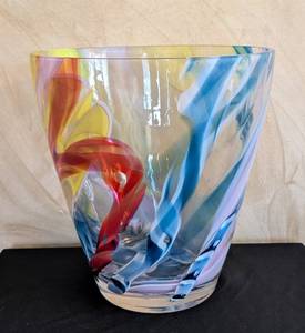 MB - Orrefors Vase, Multicolor Swirl Glass, Sweden