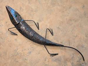 MB - Metal Lizard Wall Hanging - 56 x 19 in Decorative Steel Sculpture