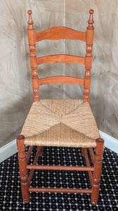 MB - Vintage Ladder-Back Chair with Rush Seat